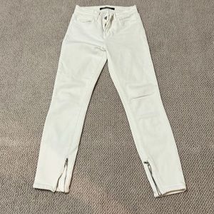 White JBrand crop ankle jeans with zipper